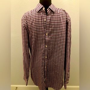 Banana Republic large slim fit shirt burgundy/white checks.